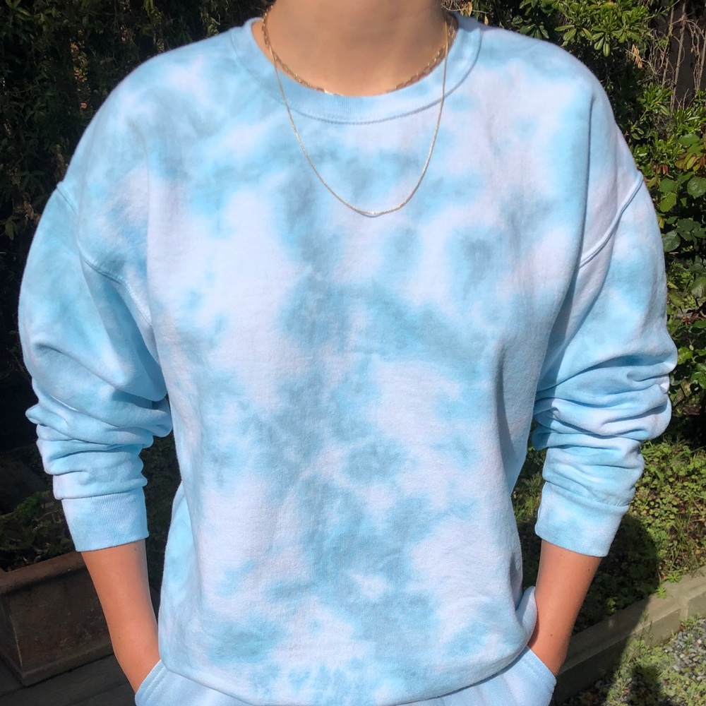 Blue tie dye crewneck only!